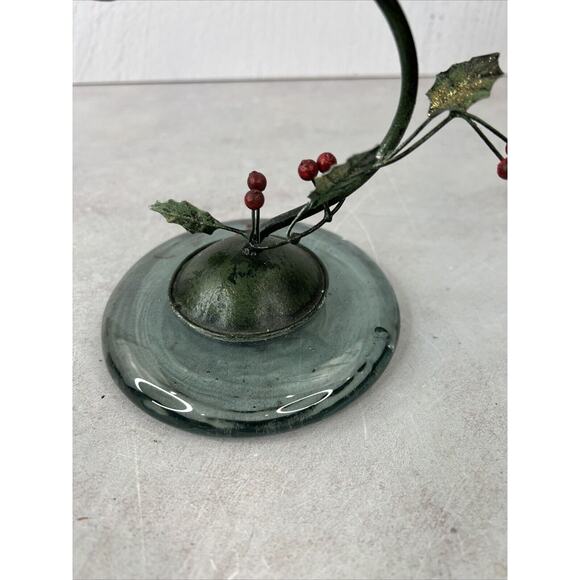 Vintage Handmade Metal Reindeer Glass Base Candle Holder 10.5”HX 7”W Phillipines - Picture 3 of 10
